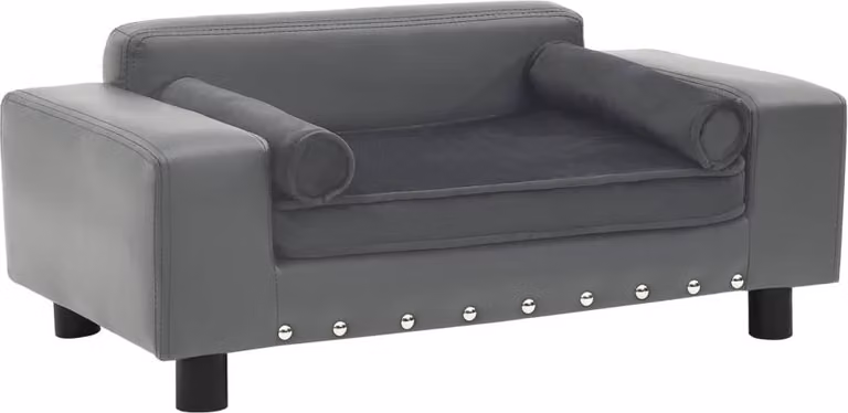 The Living Store Divano per cani grigio 81x43x31 cm in peluche e Pelle finta