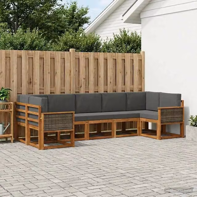 Set di divani da esterno 7 pz Naturale e Antracite 3385508