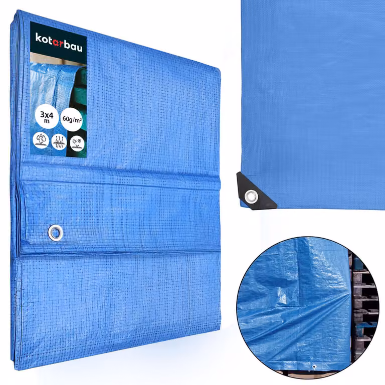 KOTARBAU® Telo Impermeabile Esterno Polietilene 3x4 m Blu 60 g/m² Telo Sotto Piscina Fuori Terra Telo Impermeabile