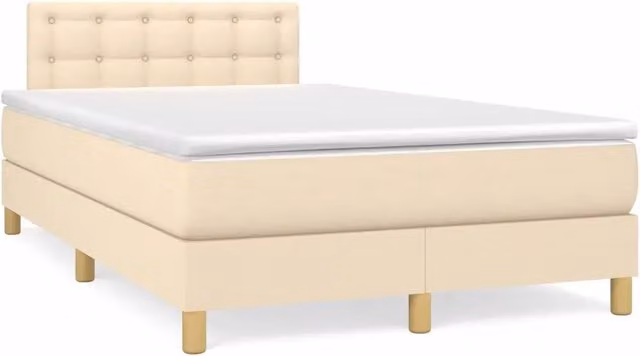 Letto Ibrido con Giroletto a Molle e Materasso vidaXL in Tessuto Beige e Bianco L/P/H: 120 x 200 x 88 cm