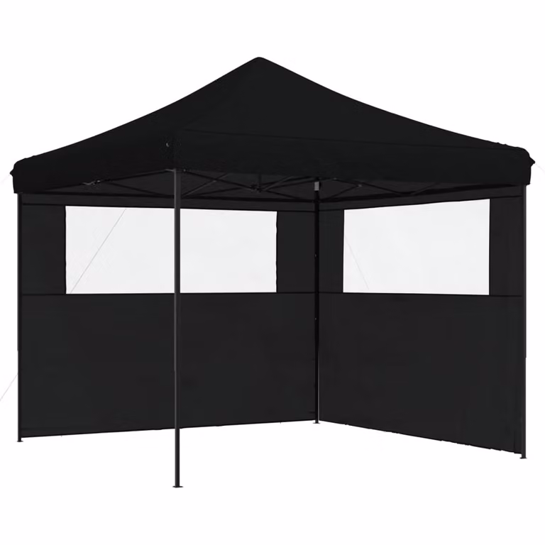 Tendone per Feste Pieghevole Pop-Up con 2 Pareti Nero