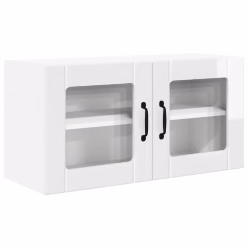Armadietto da cucina moderno da parete pratico finitura elegante 80 x 31 x 40 cm in legno di ingegneria, bianco lucido 02_0054293