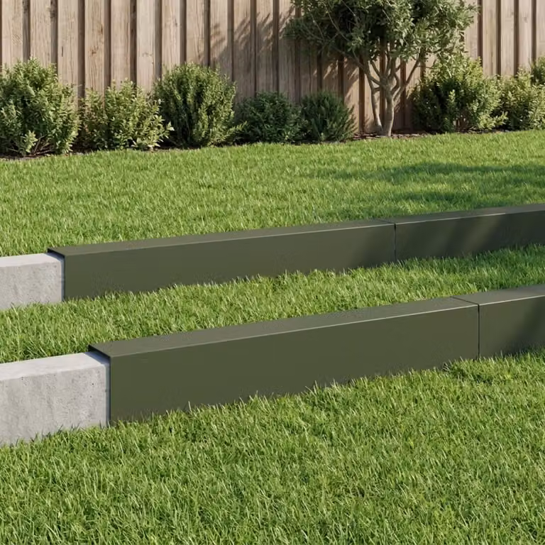 Set di 10 profili di copertura per giardino vidaXL in acciaio, colore verde, L 100 x P 20 x H 15 cm