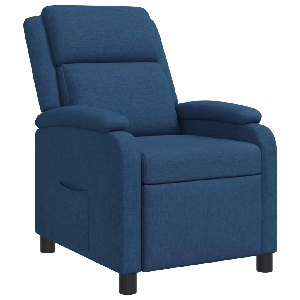 Poltrona reclinabile relax blu in tessuto con braccioli per soggiorno e ufficio – 2