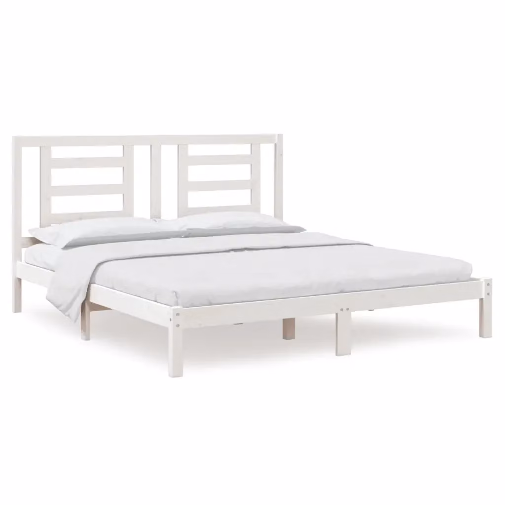 Letto Super King vidaXL in legno massello di pino bianco stile rustico L/P: 180 x 200 cm – 2