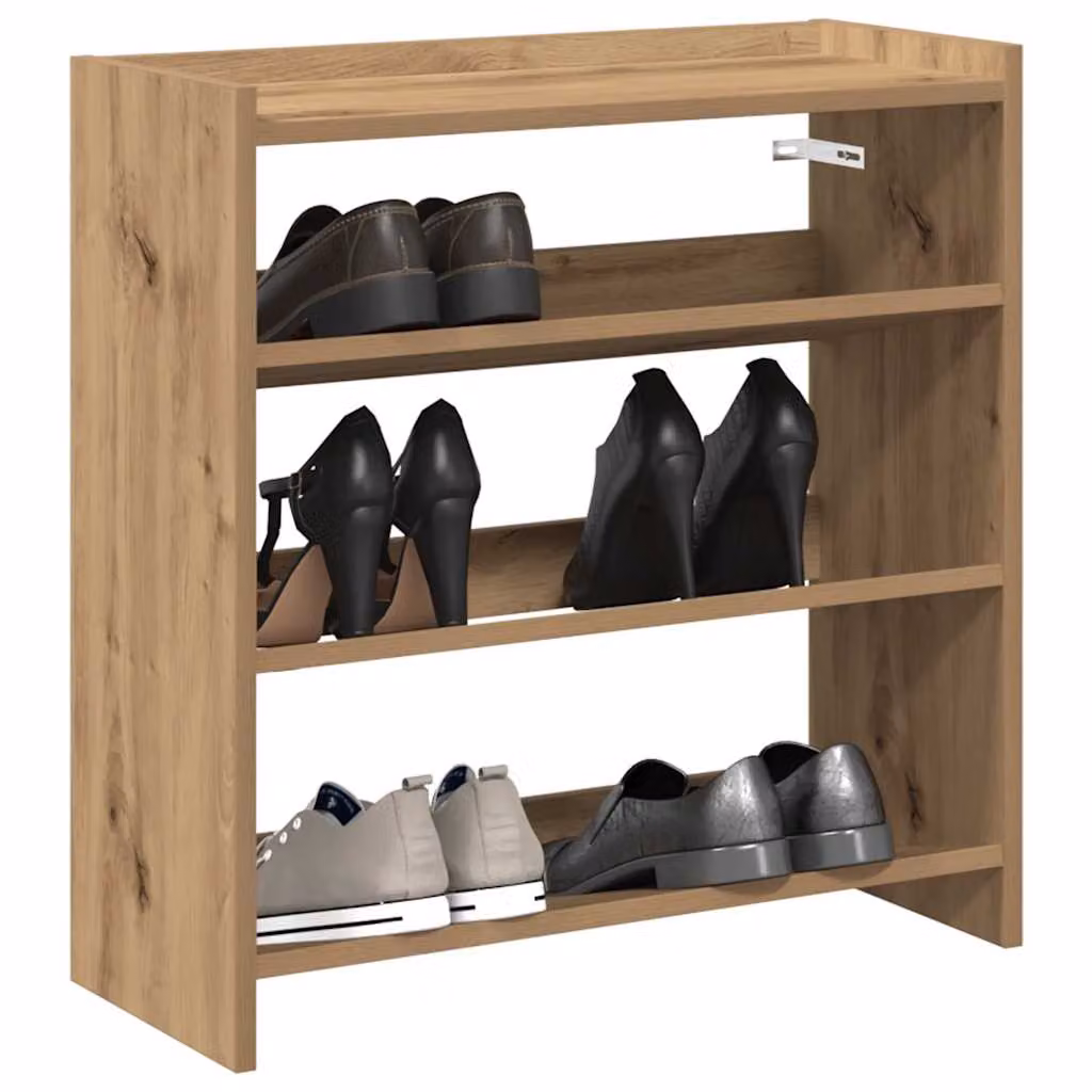 Scarpiera moderna vidaXL in legno marrone con ripiani piatti, da appendere al muro, L: 60 cm, P: 25 cm, H: 62 cm