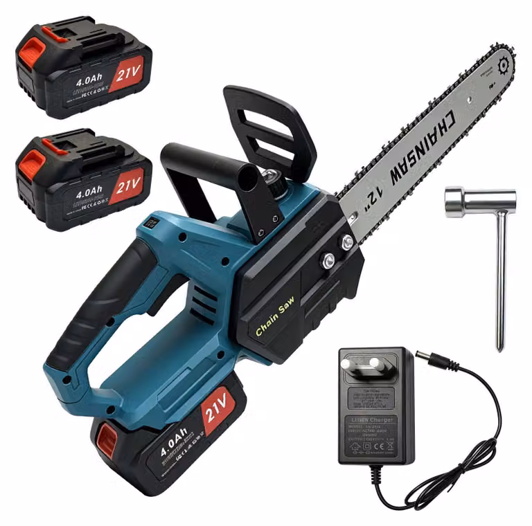 ZELURXX, motosega elettrica a batteria da 12 pollici, 21V, 2 batterie da 4,0Ah, ideale per lavori di giardinaggio e taglio della legna