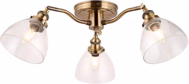 Plafoniera vintage HANSEN ottone anticato 3xE14 Endon