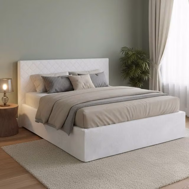 Letto Matrimoniale Delinda Talamo Italia Bianco con Materasso in Schiuma L/P: 160 x 200 cm