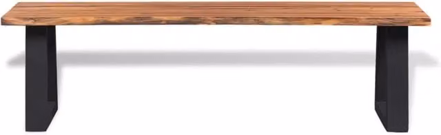 Panca in legno massello di acacia e metallo stile industrial vidaXL, marrone e nero, L: 160 cm, H: 40 cm, P: 74 cm