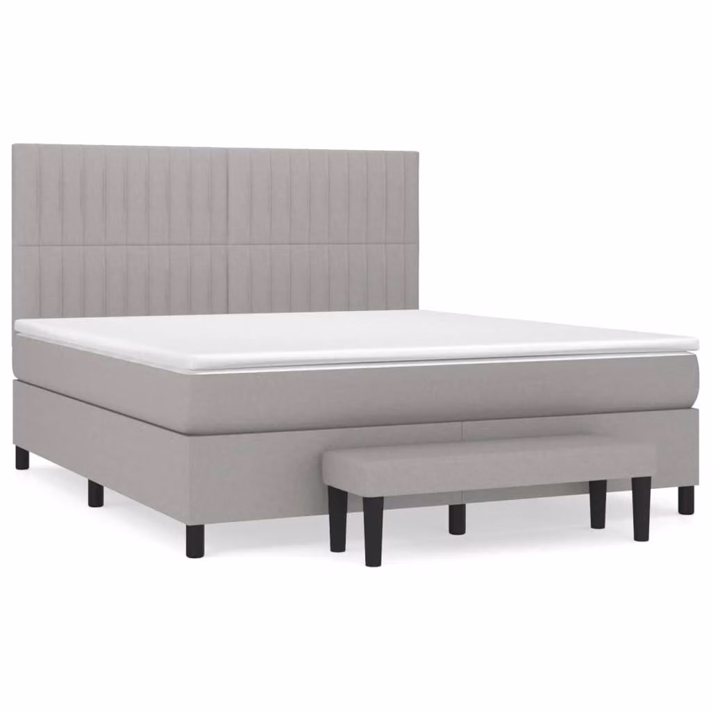 Giroletto a Molle con Materasso Grigio Chiaro160x200 cm Tessuto