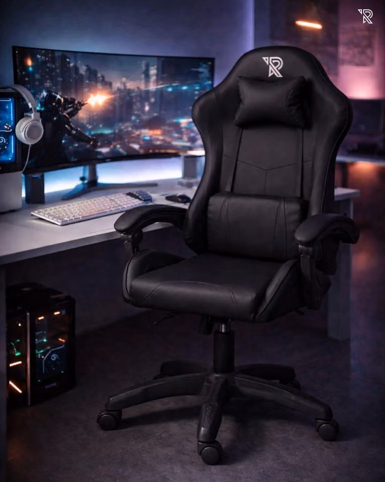 Sedia da gaming - Ecopelle nera - Braccioli 1D - Reclinabile - Per uso interno