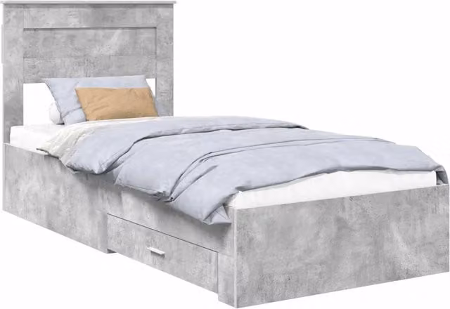 Letto singolo | Letto per adulti | Struttura del letto con testiera Grigio cemento 90 x 190 cm