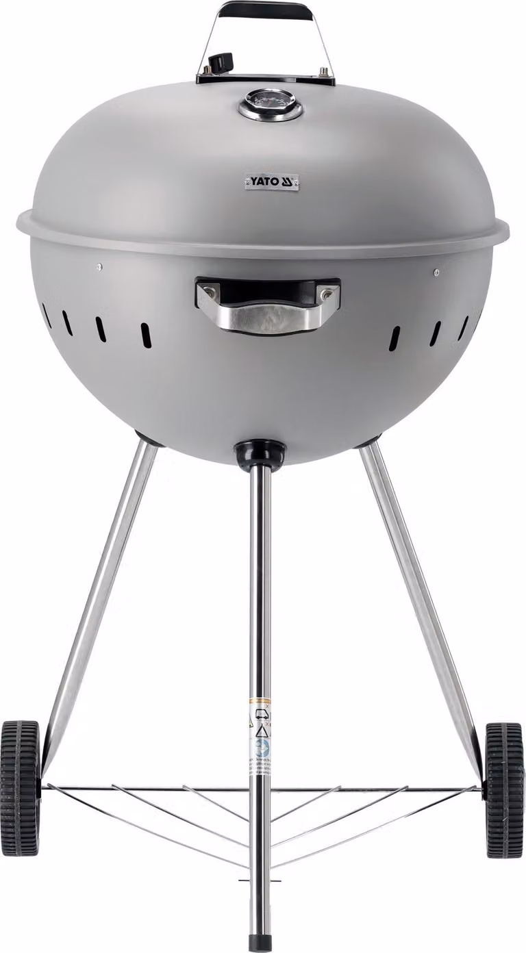 Griglia a carbone rotonda, griglia a sfera 54 cm con termometro, grigio