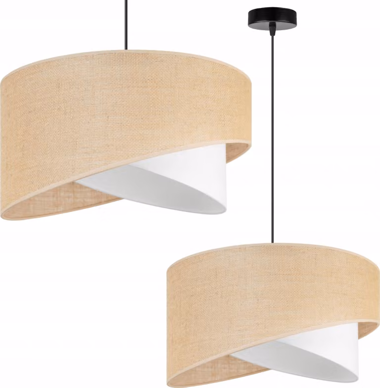 Lampada a sospensione Lampadario a soffitto con paralume in juta bianca - Elegante lampada a sospensione per case moderne