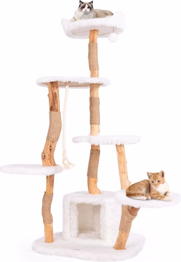 Albero per gatti da 168 cm con piattaforme, grotta e pali in sisal