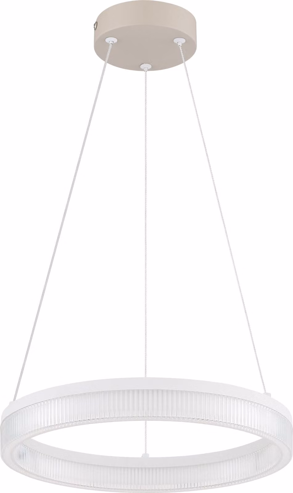 Lampada a sospensione a LED, anelli, color sabbia, regolabile in altezza, D 33 cm