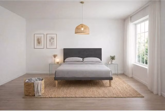 Letto imbottito Matrimoniale 180x190 cm Button - Con rete,Microfibra,Grigio