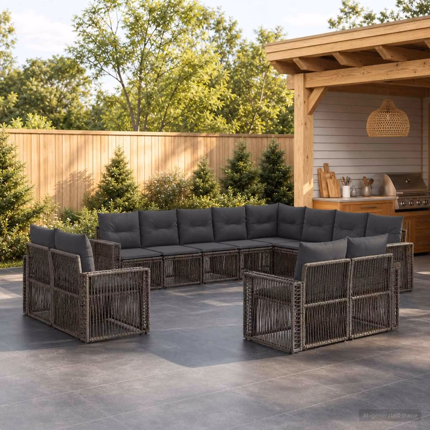 Maison Exclusive - Set di divani da giardino, 12 pezzi, grigio e grigio scuro, in rattan sintetico