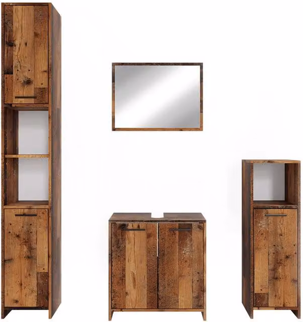 Set mobili bagno Kiko Rovere rustico 4 pezzi Vicco