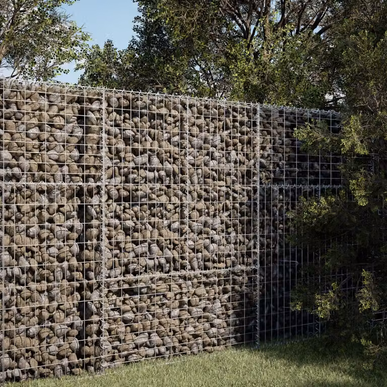 Cesto Gabbione con Copertura vidaXL in Ferro Zincato Grigio L 100 cm x P 50 cm x H 150 cm