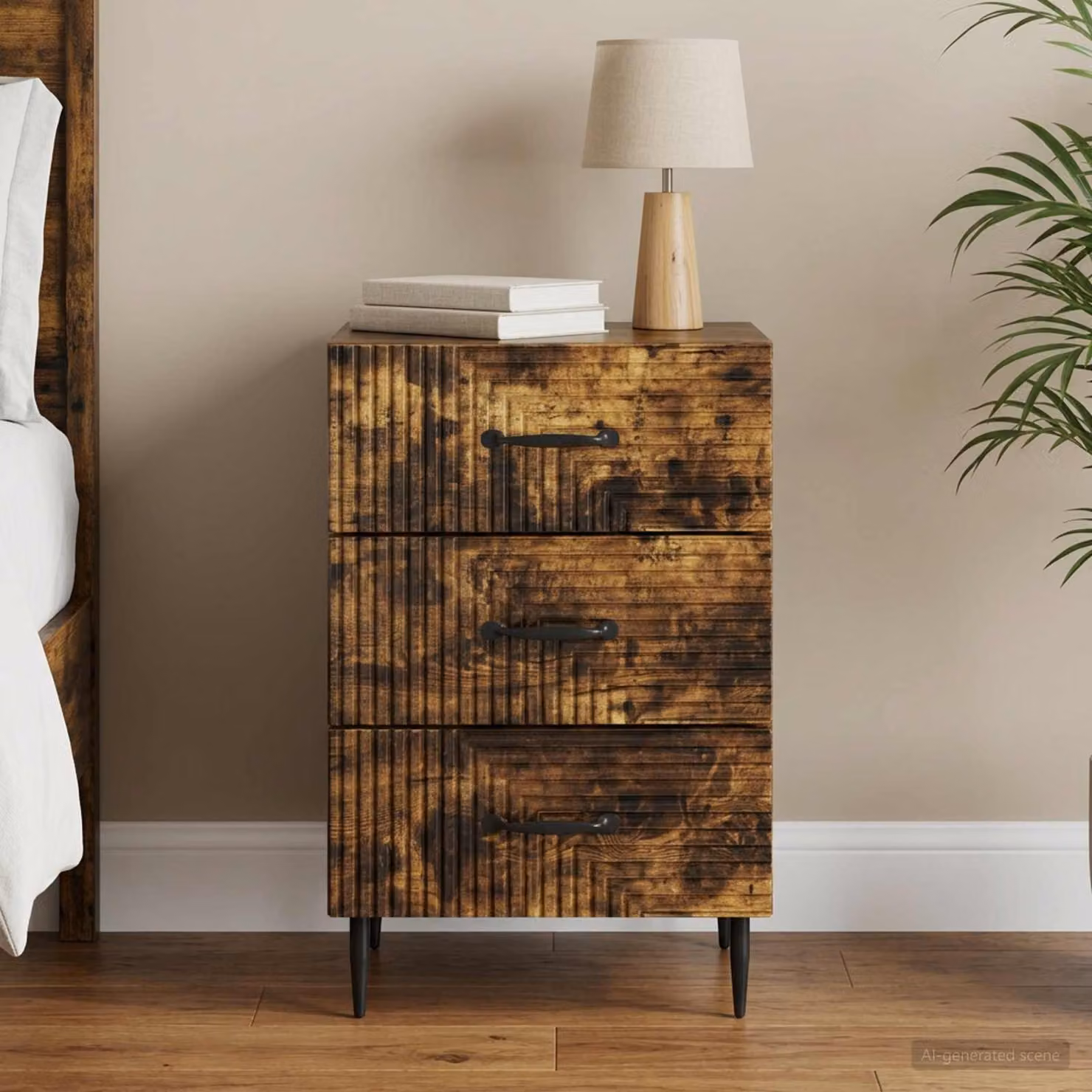 vidaXL Armadio da Notte con Cassetto in Rovere Fumo, Design Moderno, L 43 cm x P 41 cm x H 66,5 cm