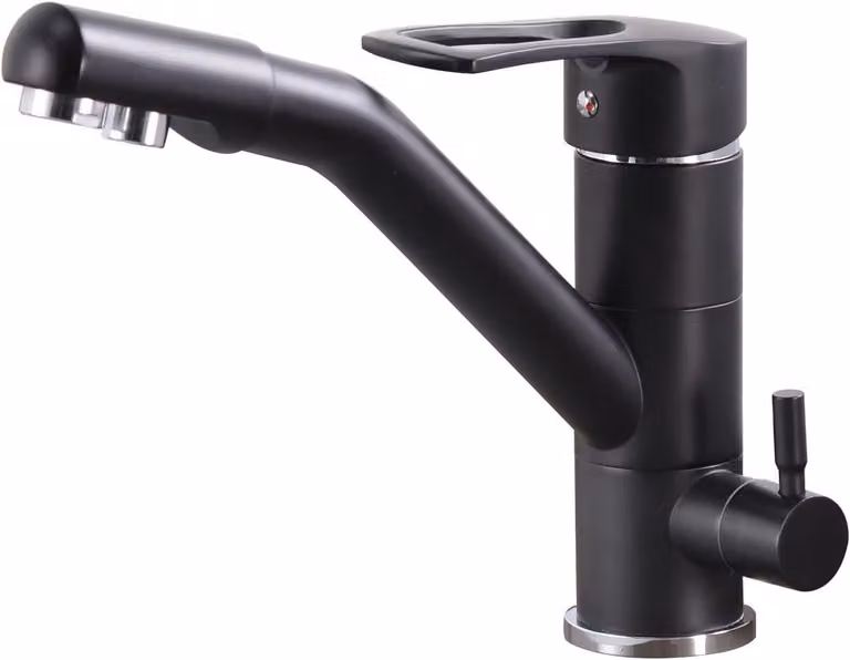 Rubinetto da cucina a 3 vie, girevole a 360°, con erogatore flessibile, attacco G3/8 pollici, colore nero, adatto per filtri dell'acqua