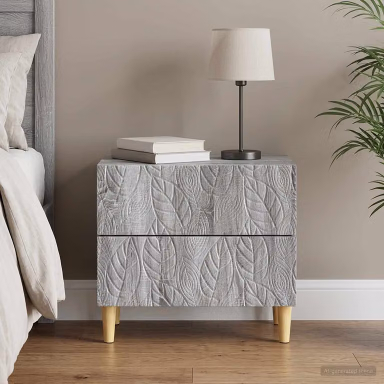 Comodino vidaXL in legno ingegnerizzato color grigio e marrone, L 62 x P 34,5 x H 48 cm