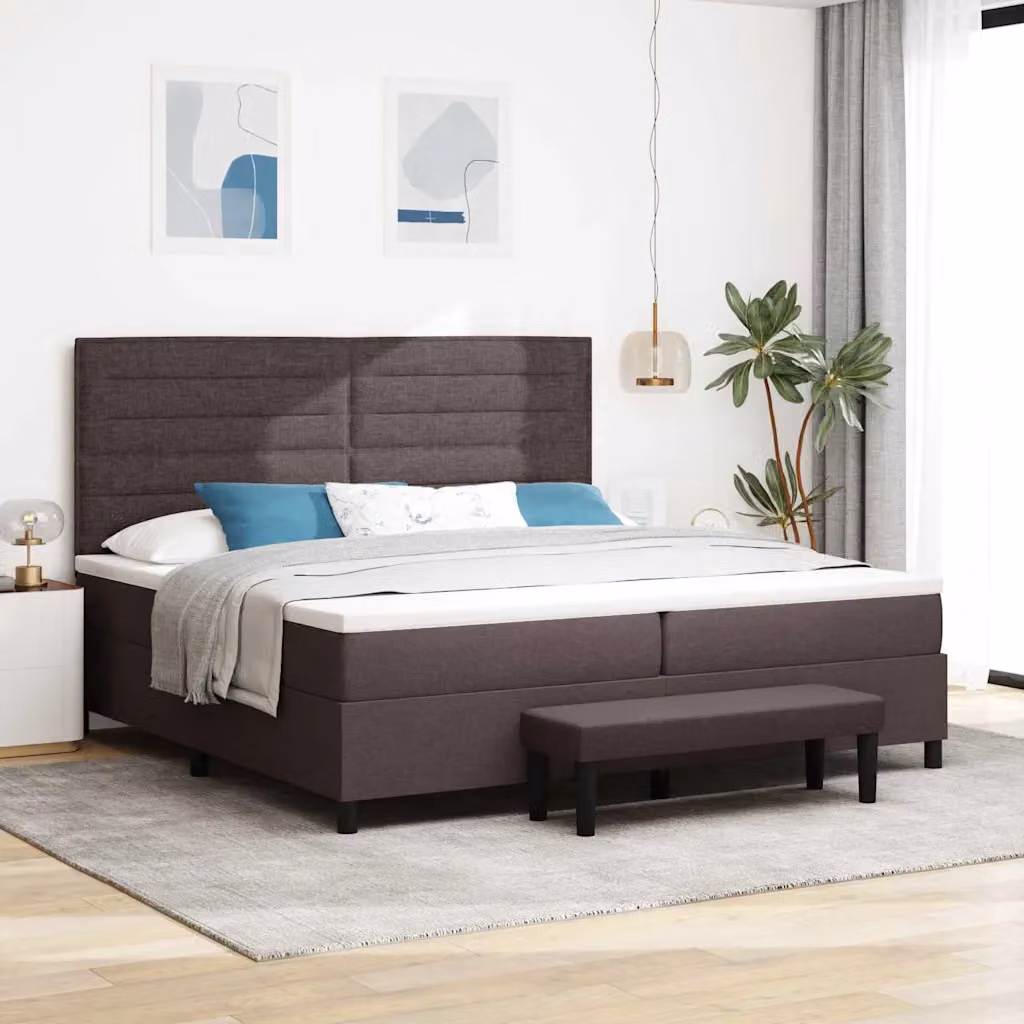 Letto ibrido con materasso vidaXL in tessuto marrone scuro L/P/H: 200 x 200 x 28 cm