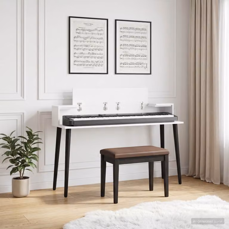 Scrivania da studio moderna vidaXL in legno ingegnerizzato bianco L 152 x P 36 x H 19,5 cm