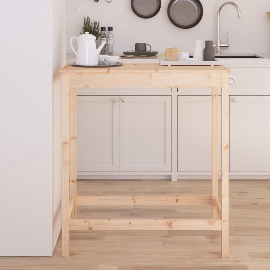vidaXL Tavolo da Bar Rettangolare in Legno di Pino Massello Marrone L: 100 cm, P: 50 cm, H: 110 cm