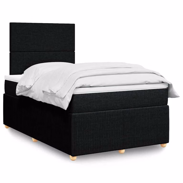 vidaXL Giroletto a Molle con Materasso Nero in Tessuto L/P/H: 120 x 200 cm
