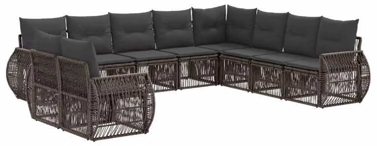 Set di divani da giardino, 10 pezzi, grigio e grigio scuro, in rattan sintetico