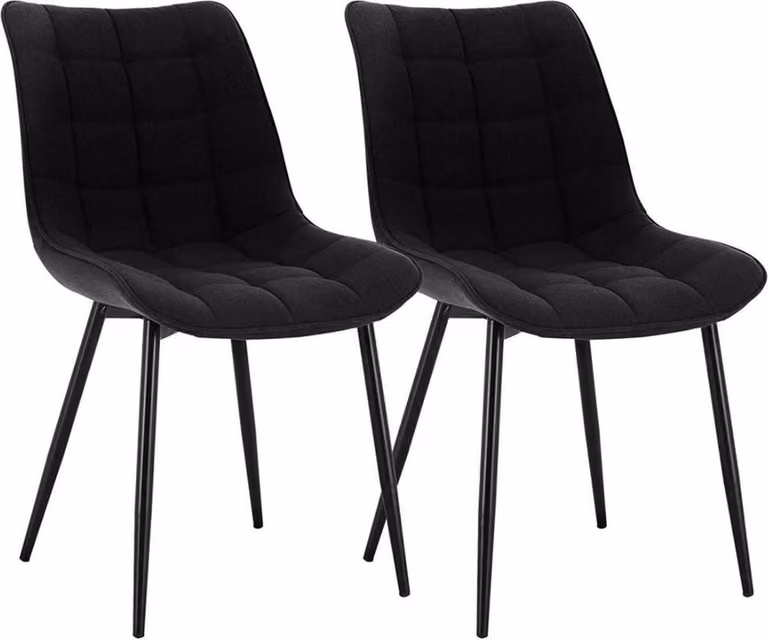 Sedie da pranzo – Nero – Lino – Poltrone con braccioli – Set da 2