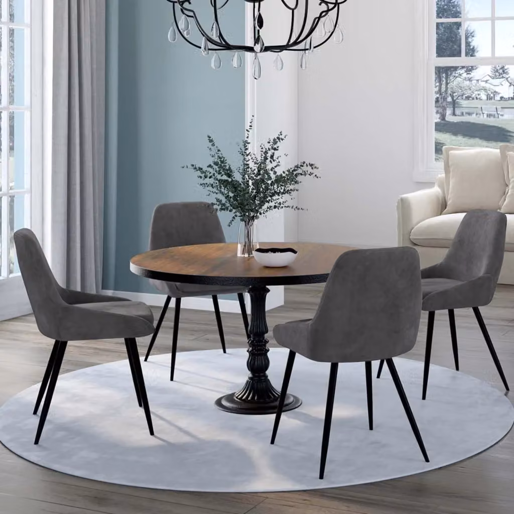 Set di 4 sedie THALYA IDMarket in velluto grigio scuro con braccioli e struttura in metallo – 2