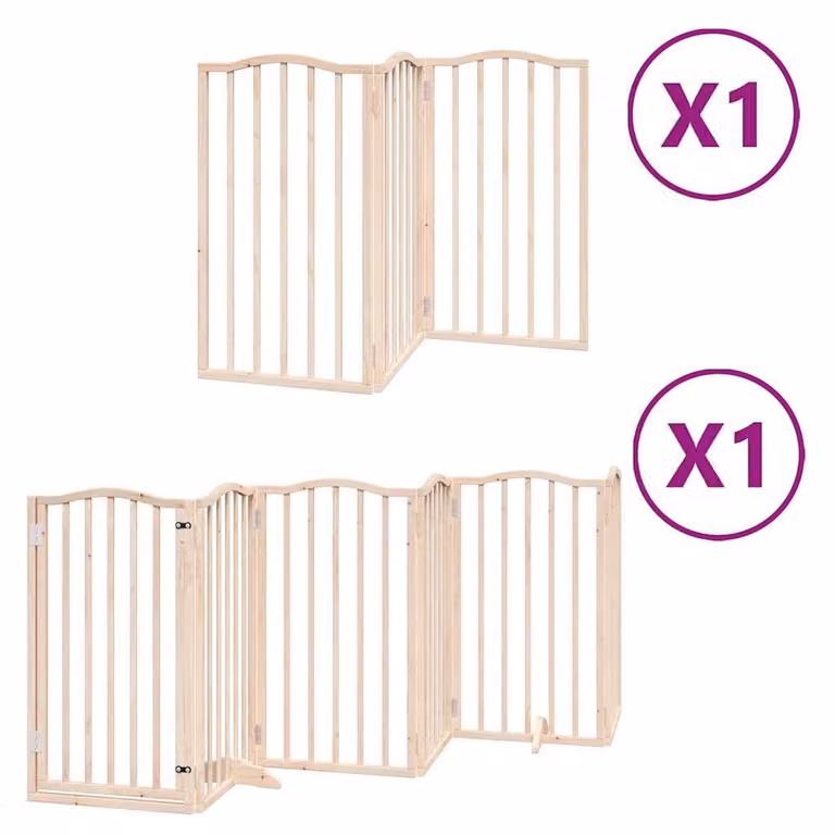 Cancello per Cani con Porta Pieghevole 9 Pannelli 450 cm Pioppo