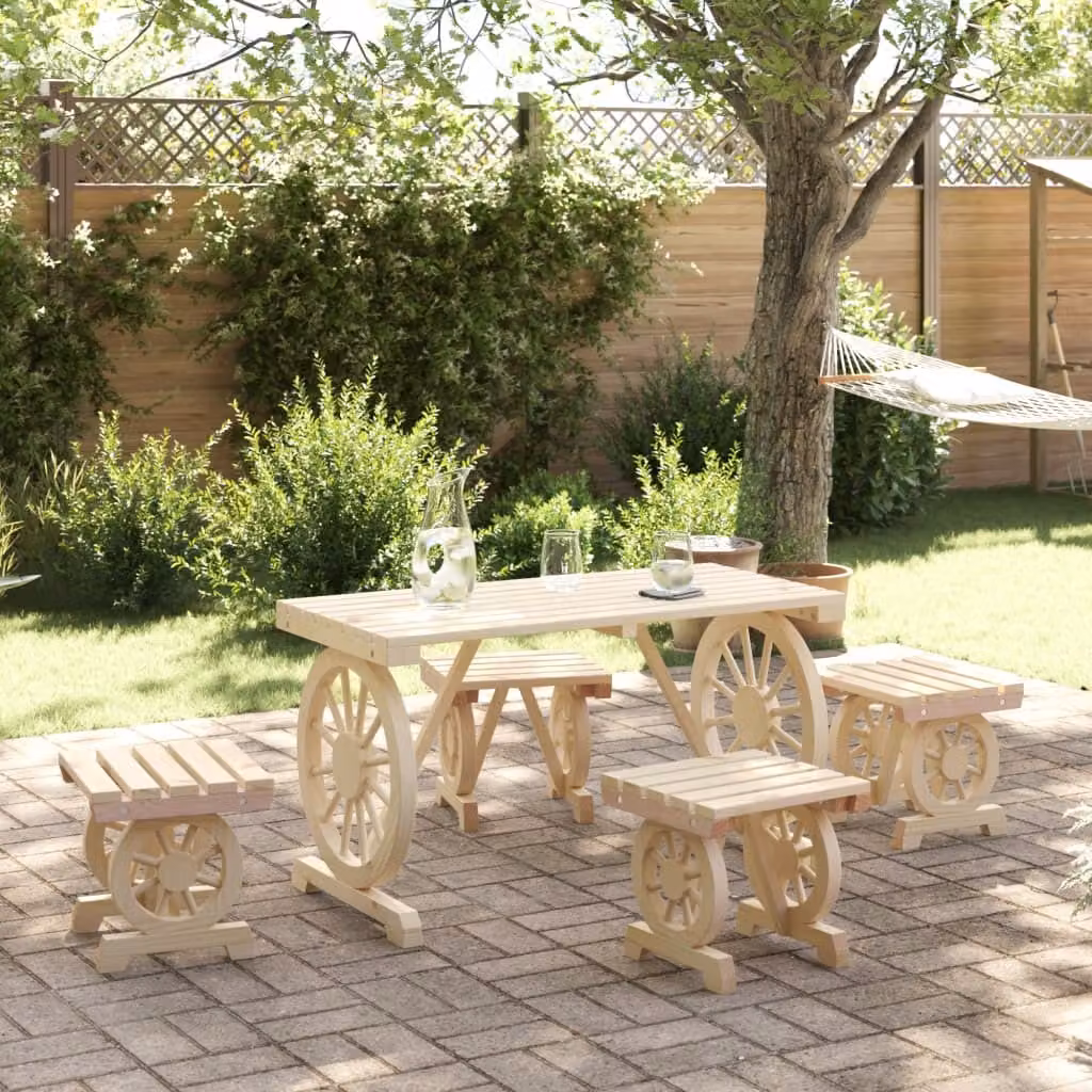Maison Exclusive - Set da giardino per esterni, 5 pezzi, in legno massello di abete