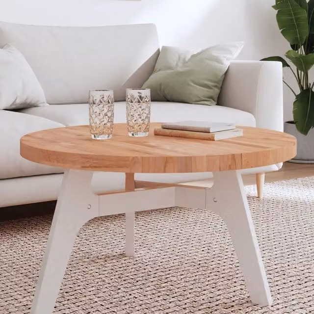 Piano per tavolo rotondo vidaXL in legno di faggio laccato marrone Ø 80 cm, H 4 cm