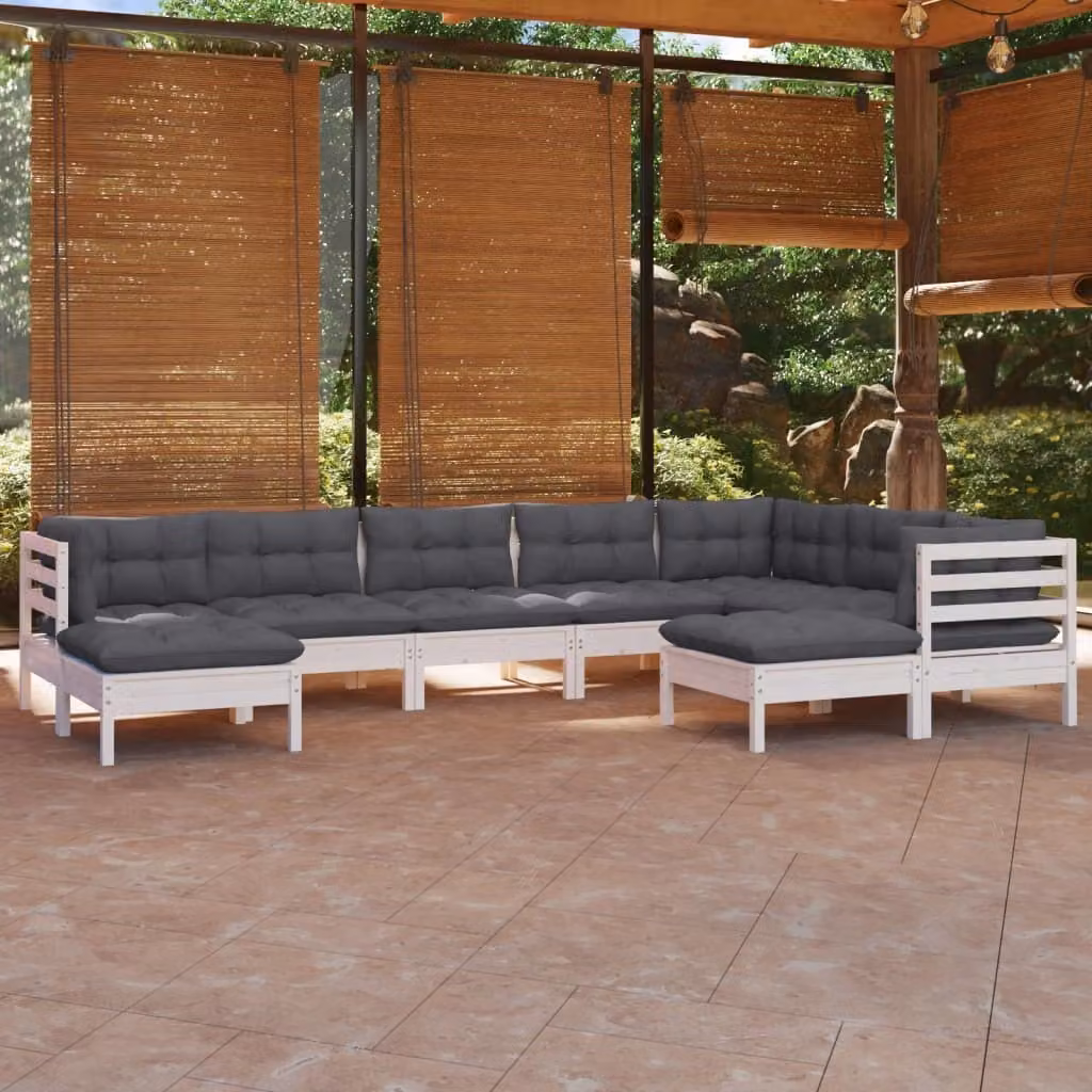 Maison Exclusive - Set Divani da Giardino 9 pz con Cuscini BiancLegno di Pino