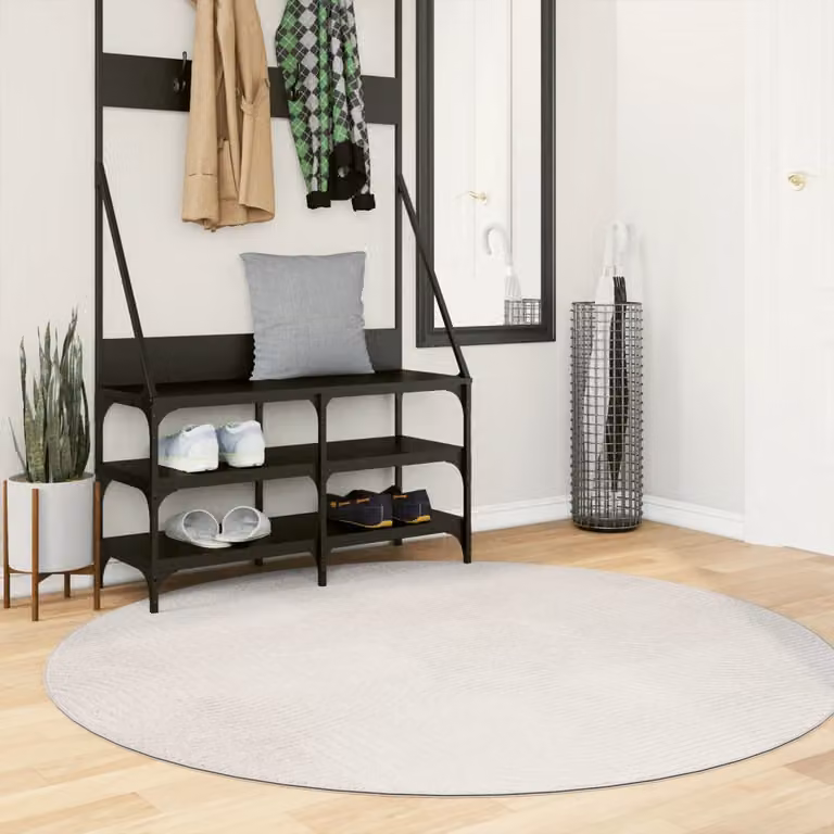vidaXL Tappeto IZA Rotondo in Poliestere con Design Scandinavo Geometrico, Beige, Ø 160 cm