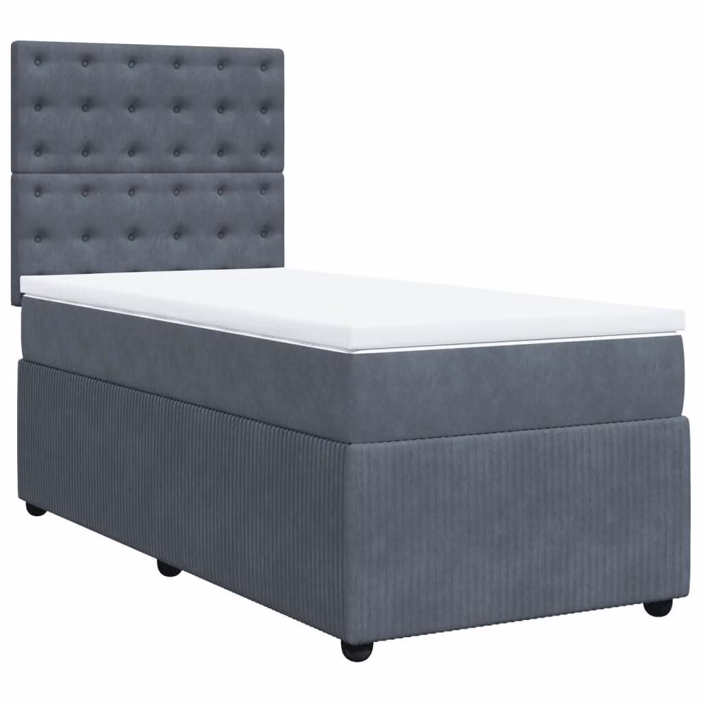 Giroletto a Molle con Materasso Grigio Scuro 90x200 cm Velluto