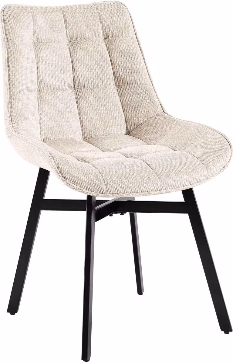 Sedia da pranzo Colby, imbottita, con schienale, CLP, capacità di carico fino a 140 kg, colore crema, materiale: tessuto
