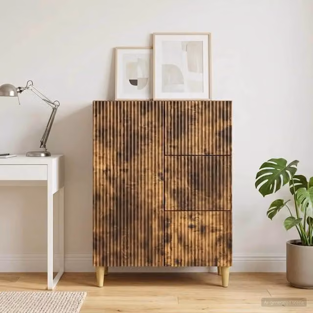 Credenza moderna vidaXL in legno MDF color rovere fumo L: 66 cm, P: 34,5 cm, H: 90 cm – 1