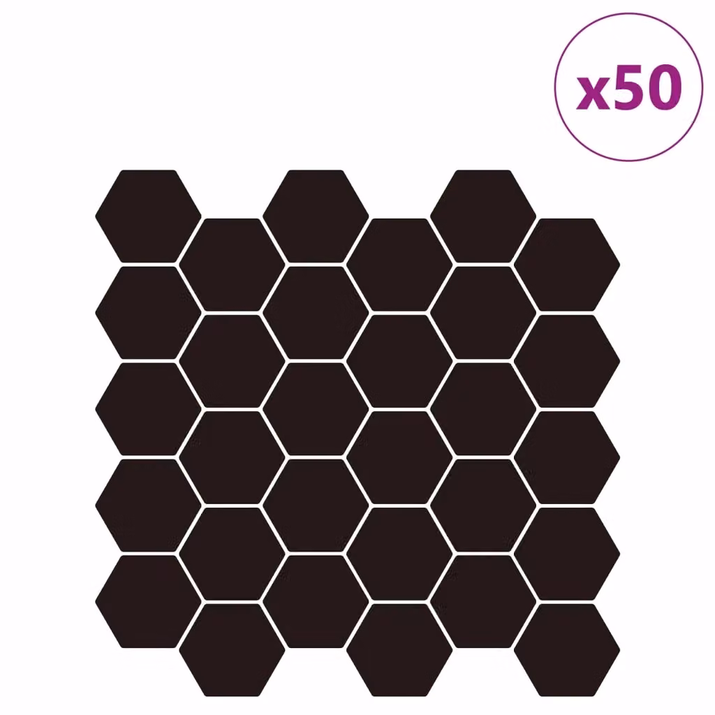 Set di 50 piastrelle esagonali vidaXL in plastica colore nero L/P: 30 x 30 cm – 2