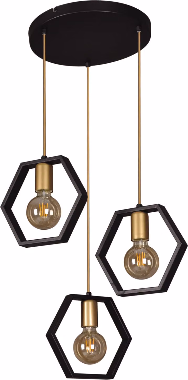 Lampadario HONEY nero e oro 3xE27x60W in metallo, dimensioni: 83x40x40 cm, IP20, Kaja