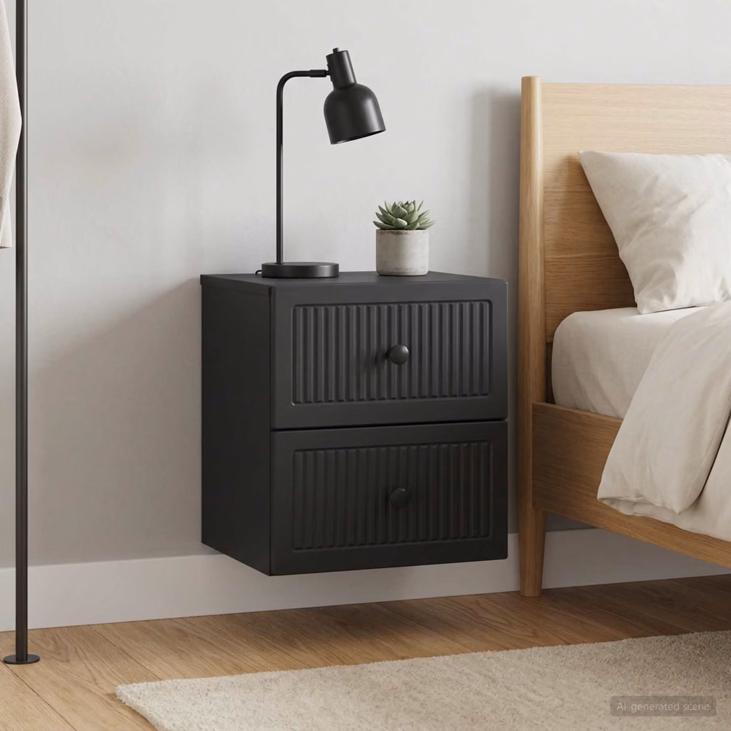 Set di 2 comodini sospesi vidaXL moderni in nero opaco L/P/H: 33 x 34,5 x 40 cm