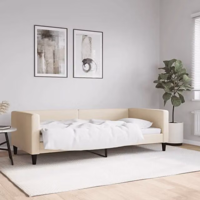 Letto da giorno moderno vidaXL in tessuto beige con struttura in metallo e legno – 1