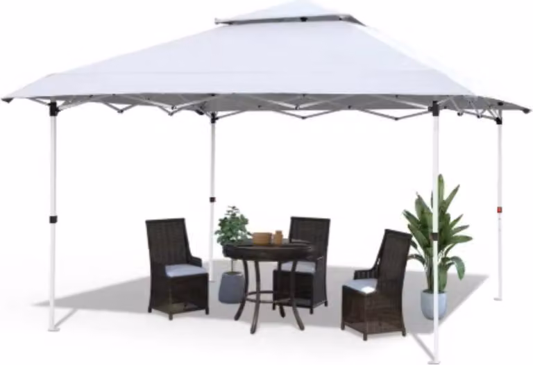 Gazebo pop-up Zyrell – 3,6 x 3,6 m – Impermeabile e protezione UV 50+ – Con borsa per le ruote e sacchi di sabbia – Bianco – Per giardino, terrazza ed eventi all’aperto