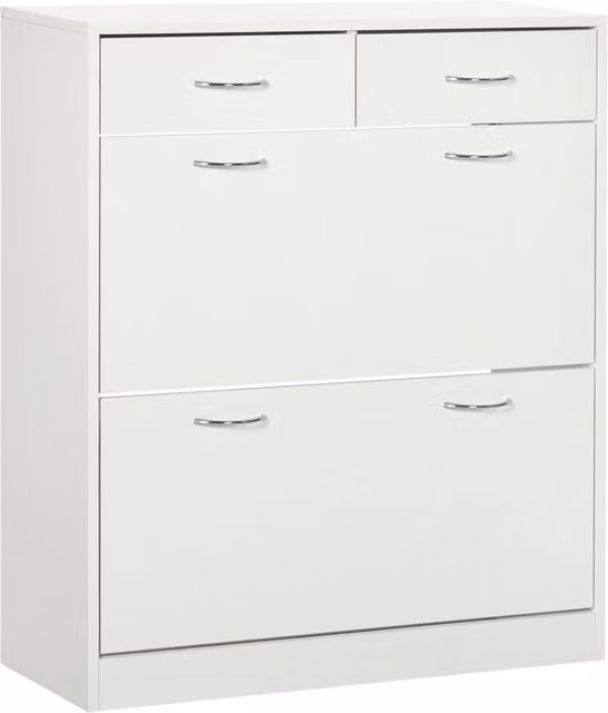 Armadio porta scarpe Minimal con cassetti e ante a ribalta bianco L: 80 cm, P: 30 cm, H: 91,5 cm
