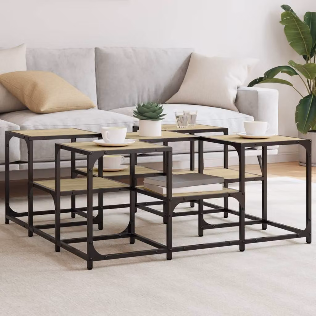 vidaXL Tavolino da Salotto Quadrato in Legno e Metallo Marrone L: 91 cm, P: 91 cm, H: 40 cm